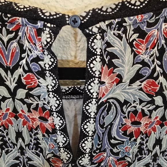 LOFT Medium Stretchy Boho Multicolor Paisley Shift Dress - Picture 5 of 8